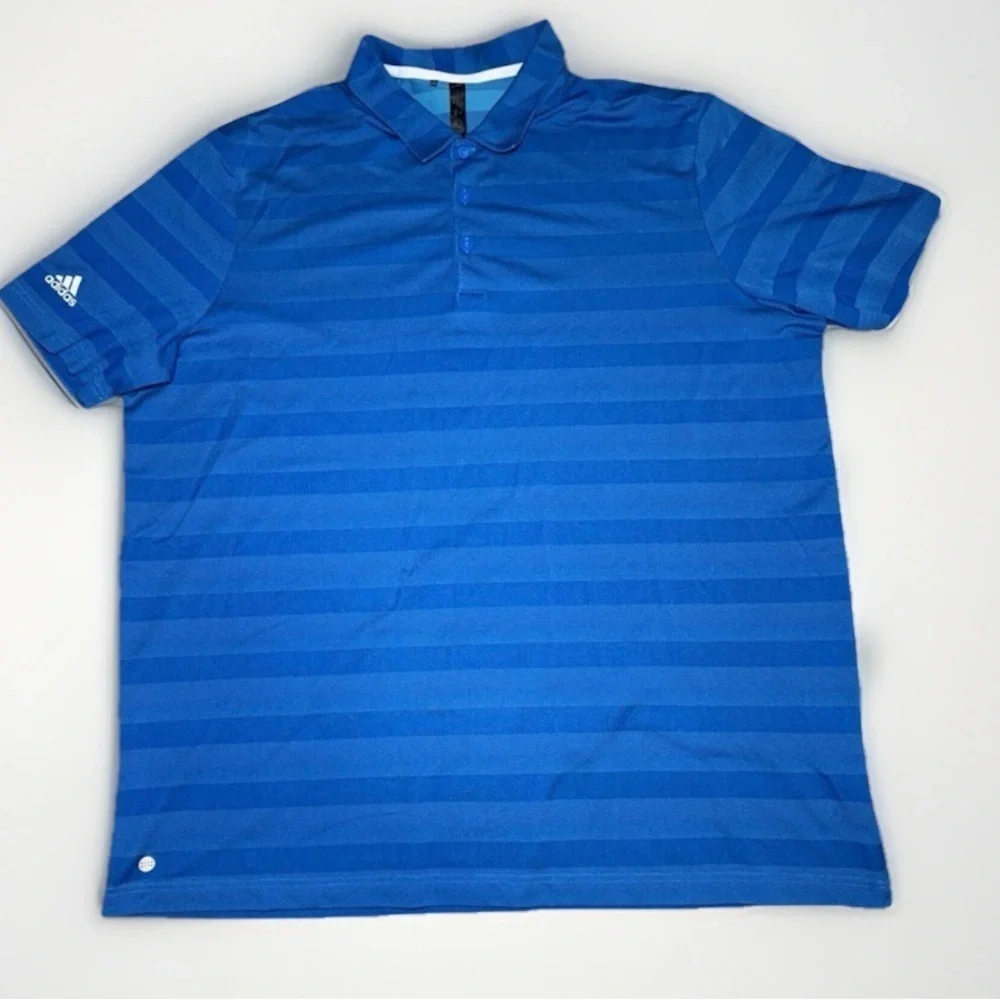 Adidas performance golf polo athletic shirt men’s 2XL Royal Blue Striped EUC XXL - Picture 1 of 5